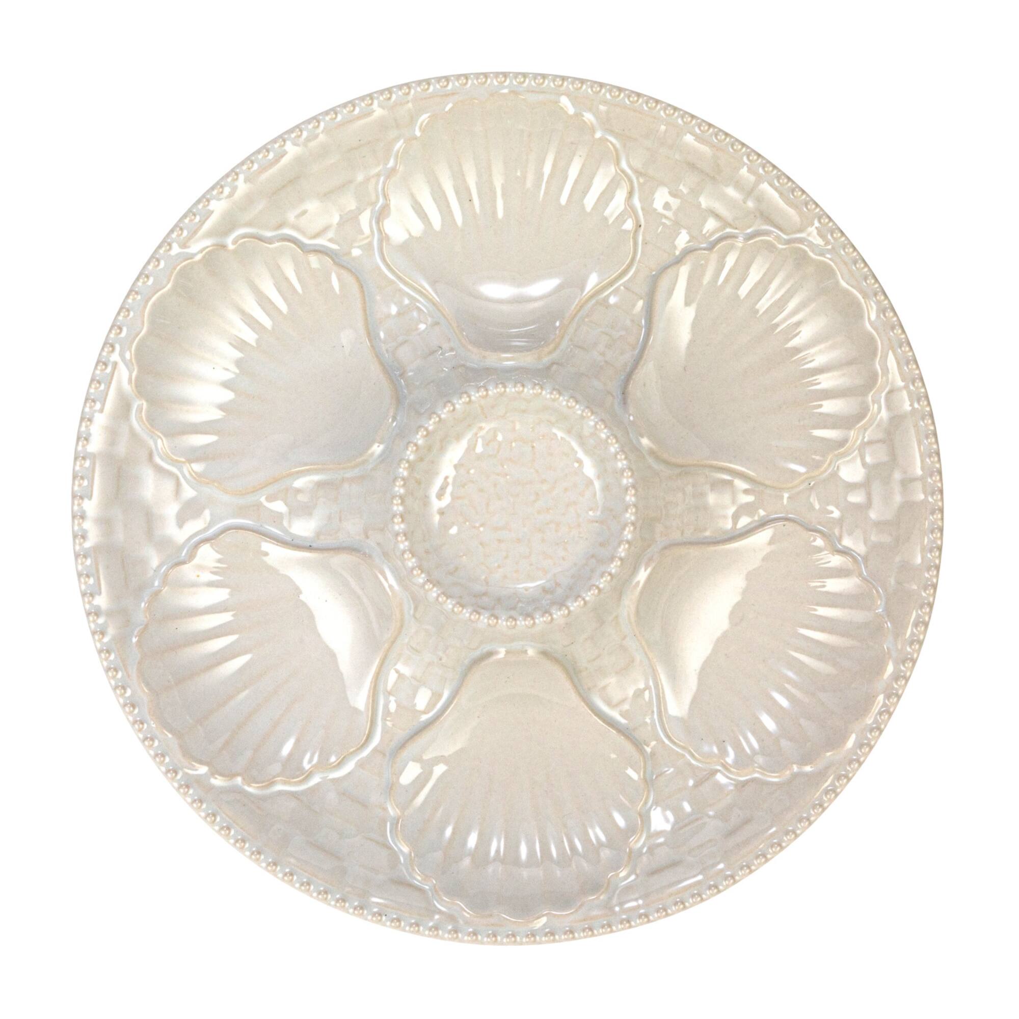 Hello Honey® 10" Matte White Round Stoneware Oyster Plate